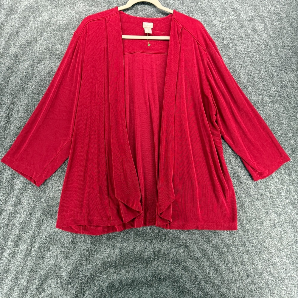 Travelers Chicos Cardigan 4 Womens XXL Red Slinky Open Front Casual Lagenlook